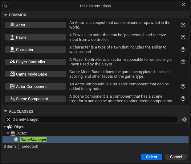 Pick Parent Class