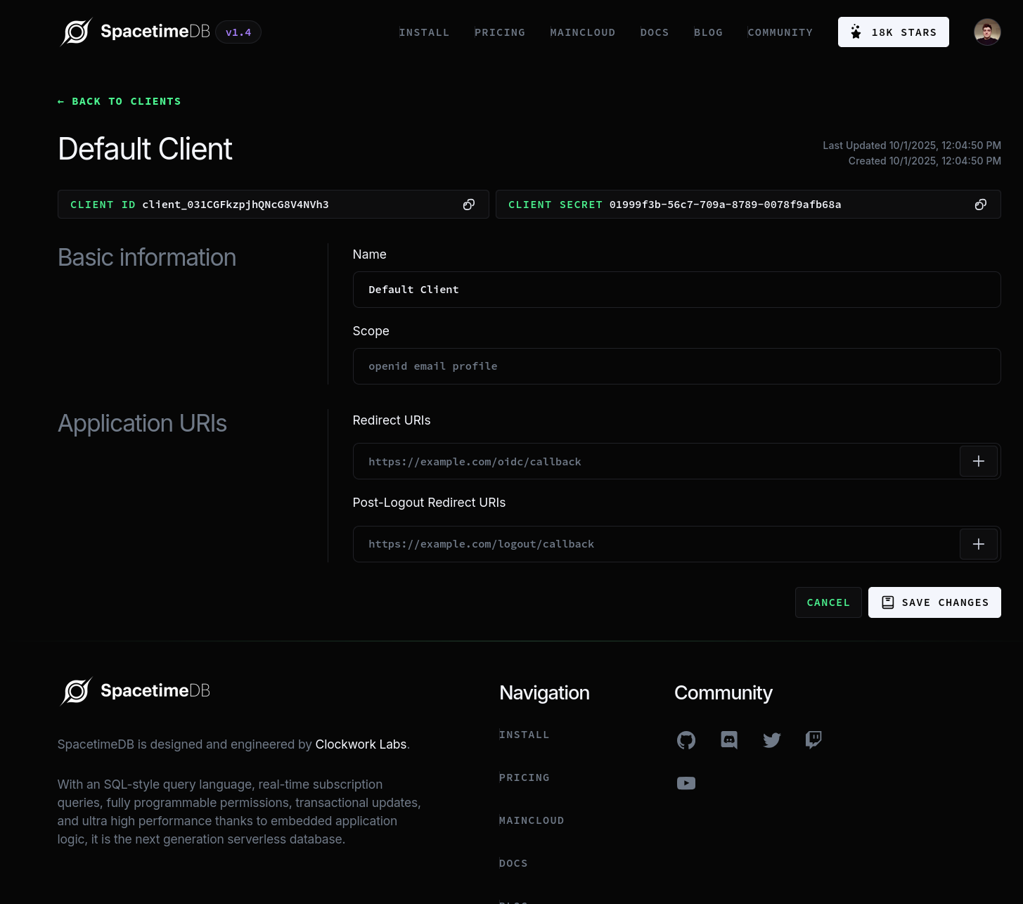 Edit client